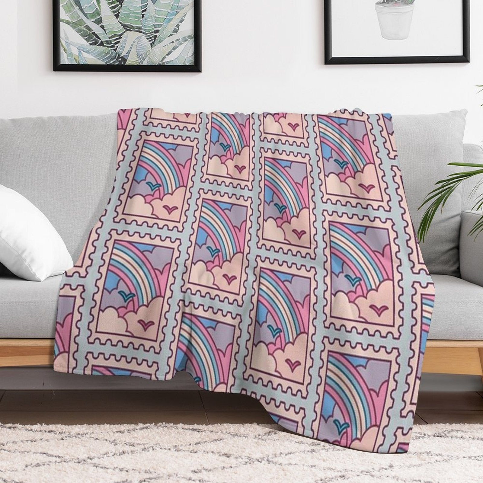 Trans Pride Stamp Plush Throw Blanket