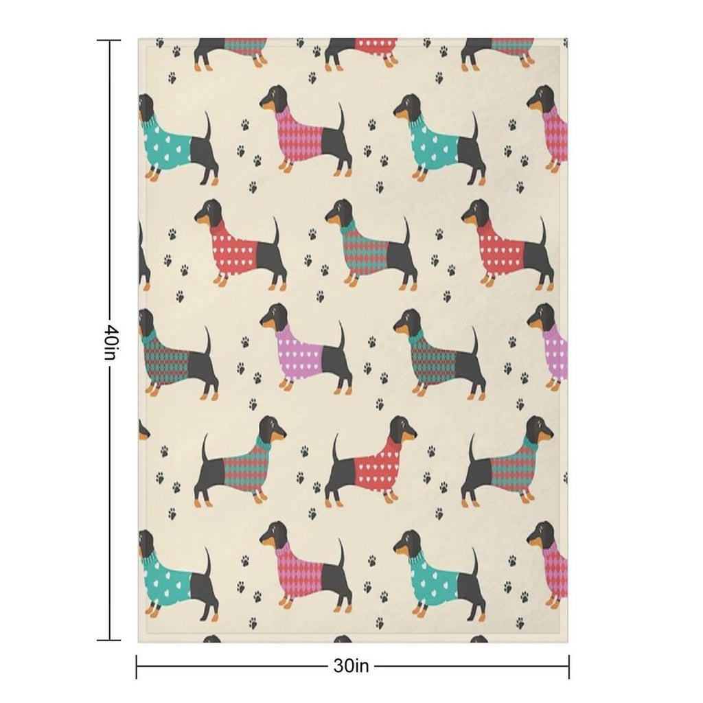 Dachshund, Dackel - Seamless Pattern Lightweight Throw Blanket