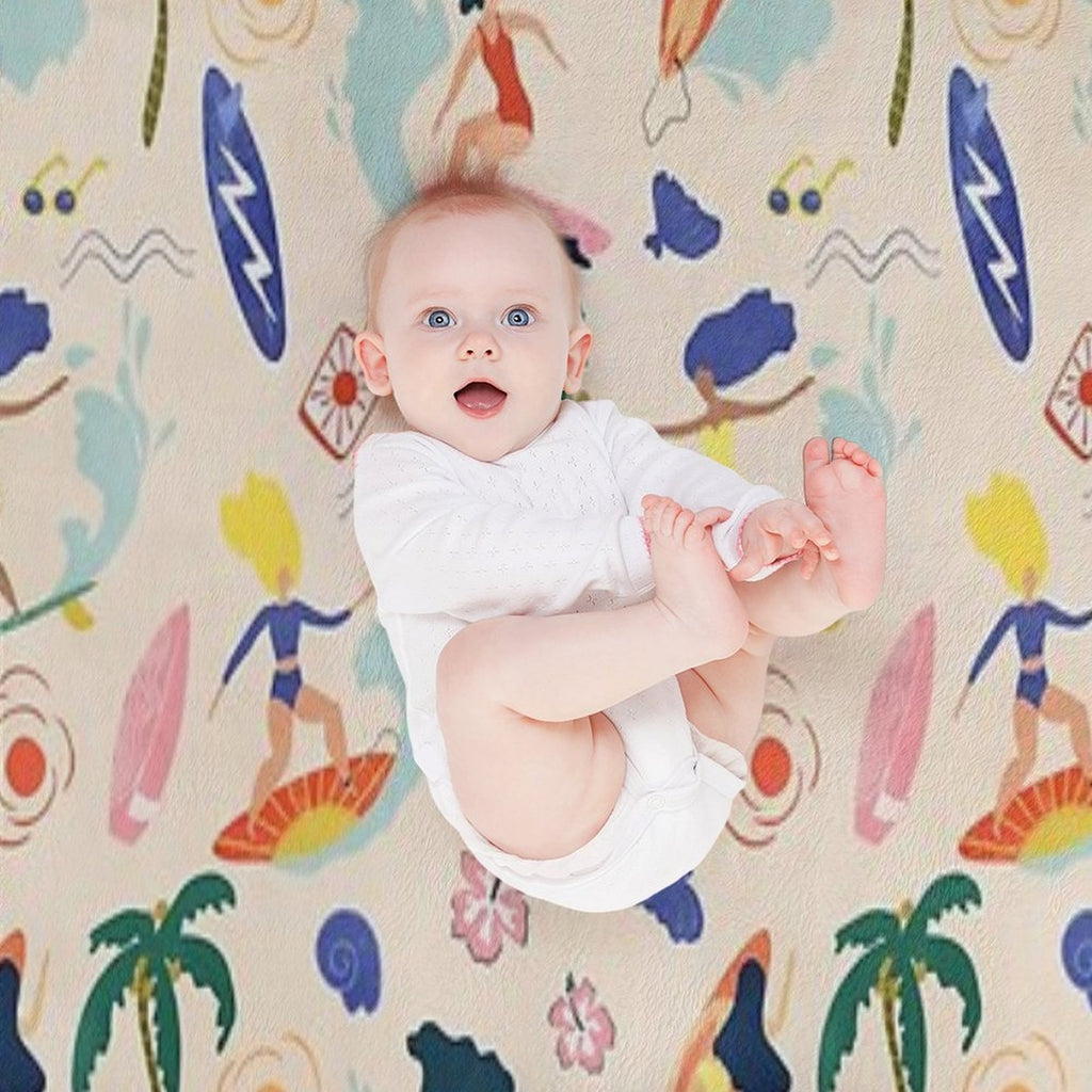 Surfing Girl Travel-friendly Throw Blanket