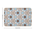 Mid Century Circle Pattern - Taupe, Brown, Slate Blue, Denim Blue  Rapid-Drying Bath Mat