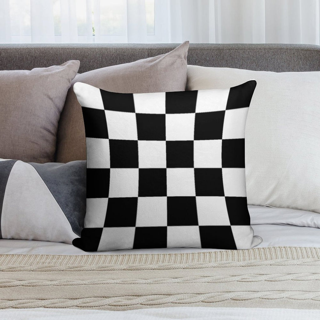Chequered Flag Soft Reinforced Edging Throw Pillow