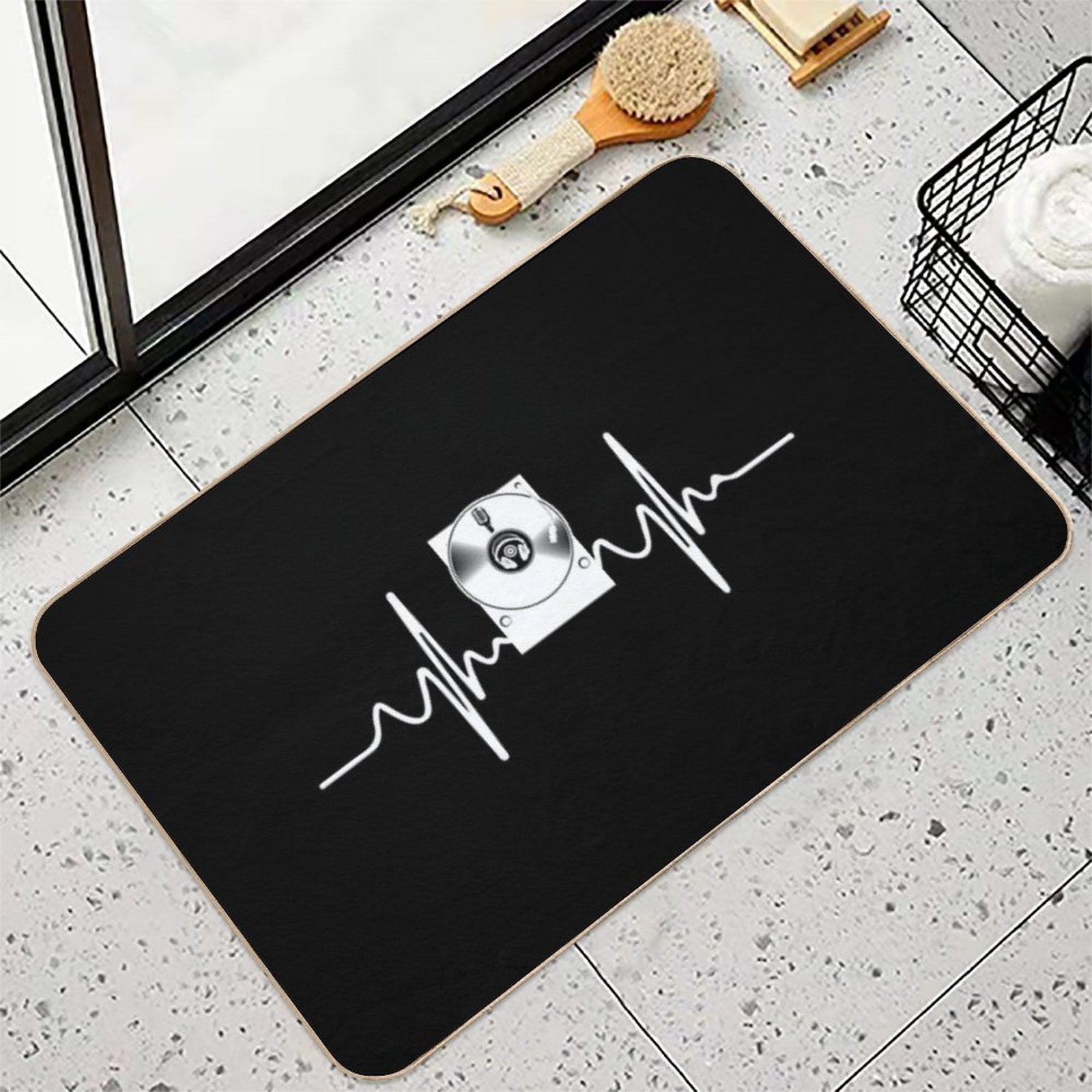 Funny Retro Vintage Vinyl Record  Pet-Safe Bath Mat