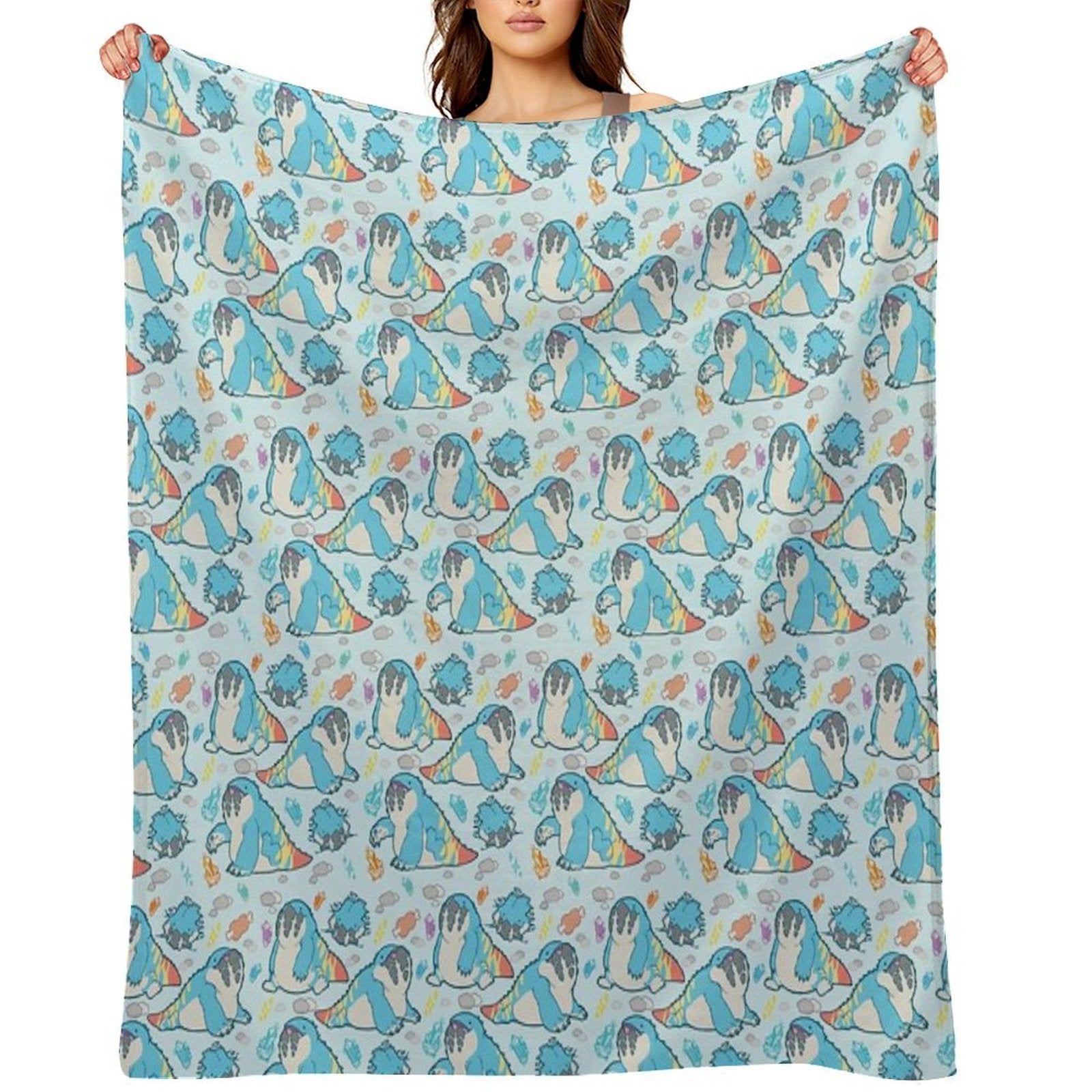 Dodogama Party Pattern (Pastel Blue) Eco-conscious Throw Blanket