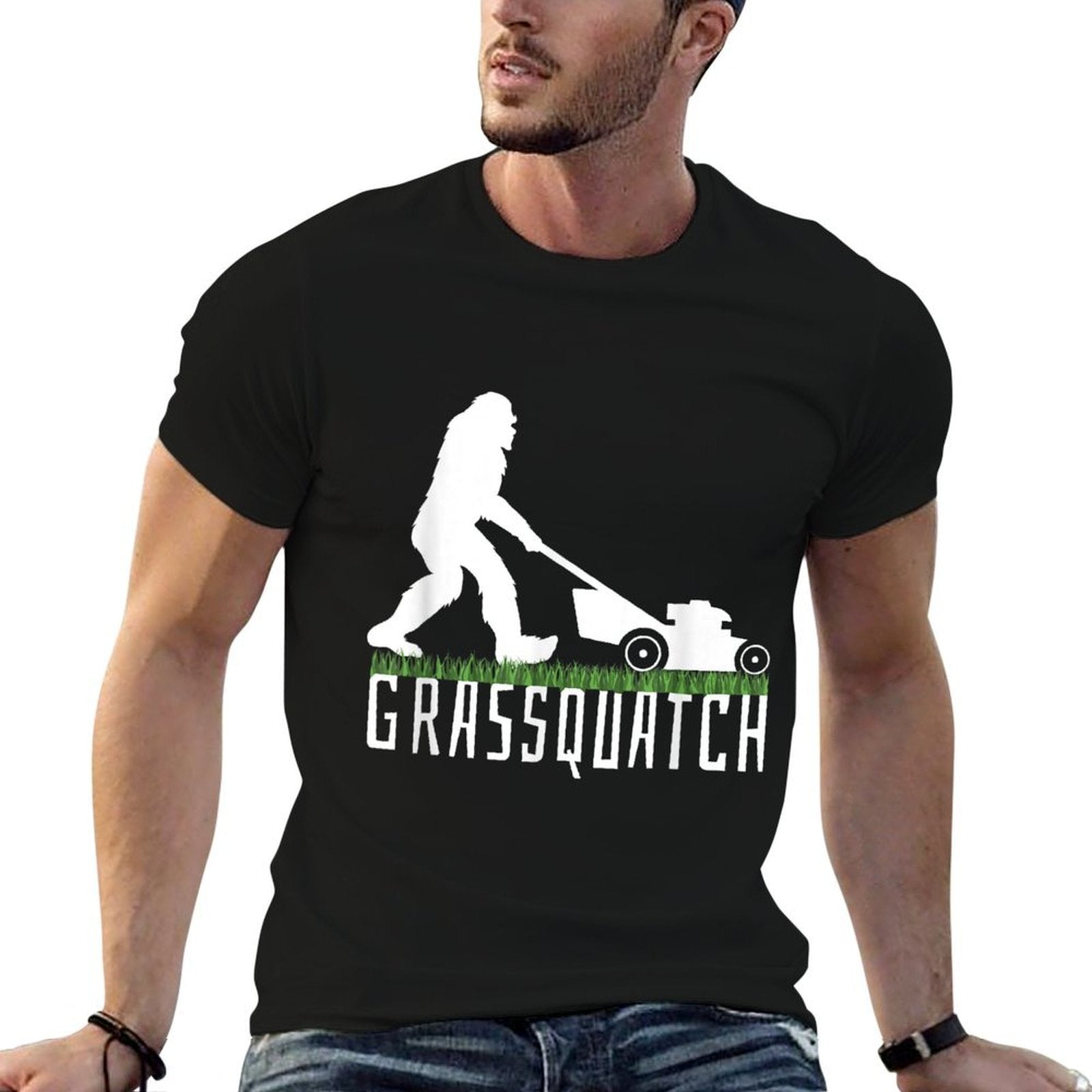 Funny Lawn Mowing Sasquatch Grassquatch Bigfoot Lawn Mower  Classic T-Shirt