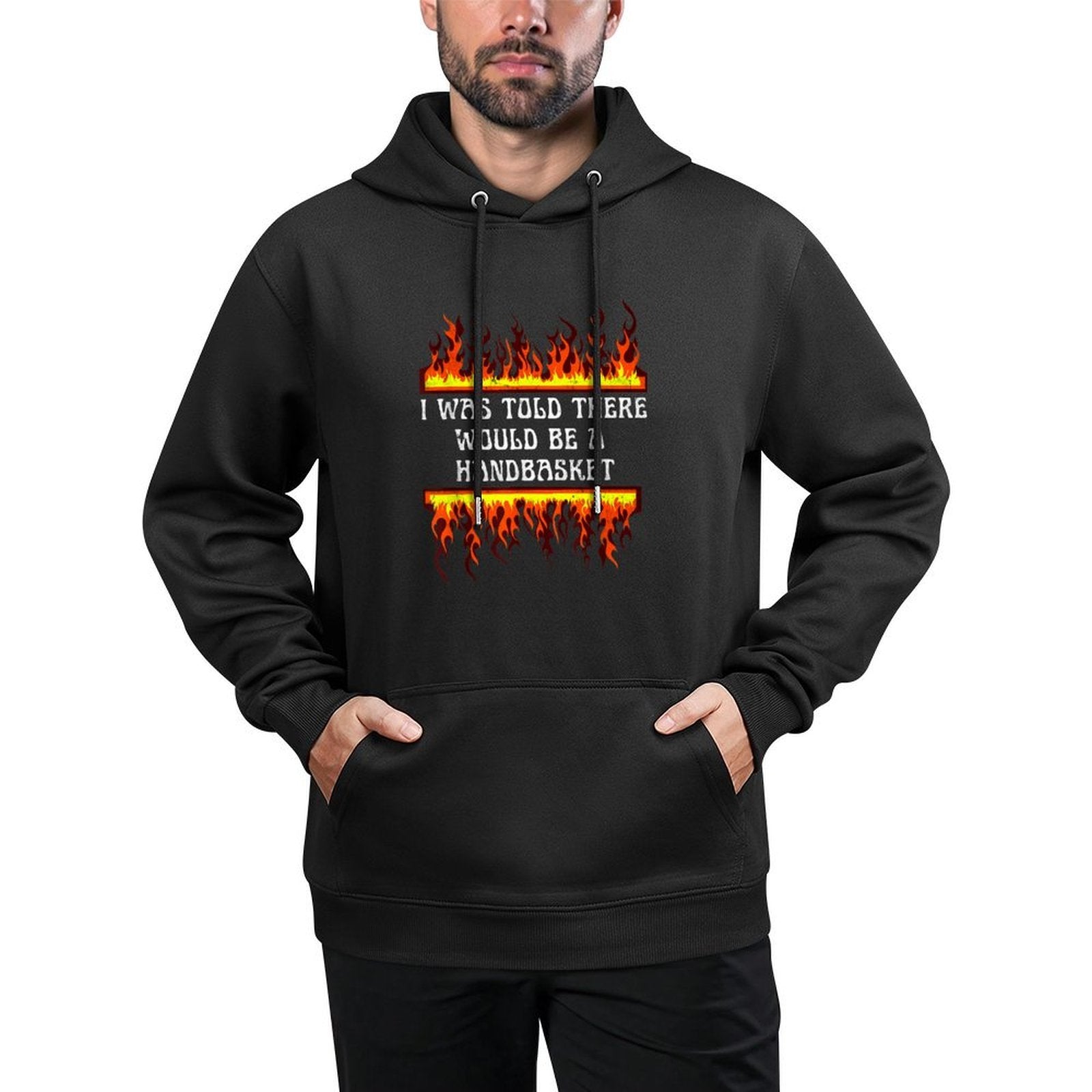 Funny To Hell In A Handbasket Meme Vintage Flames Cotton-Polyester Blend Hoodie