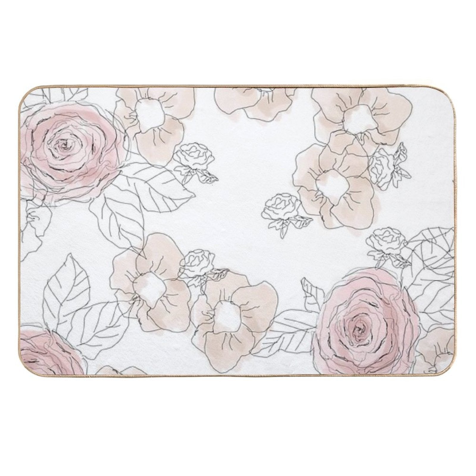 Sketchy Floral - Muted Pinks  Stain-Proof Bath Mat
