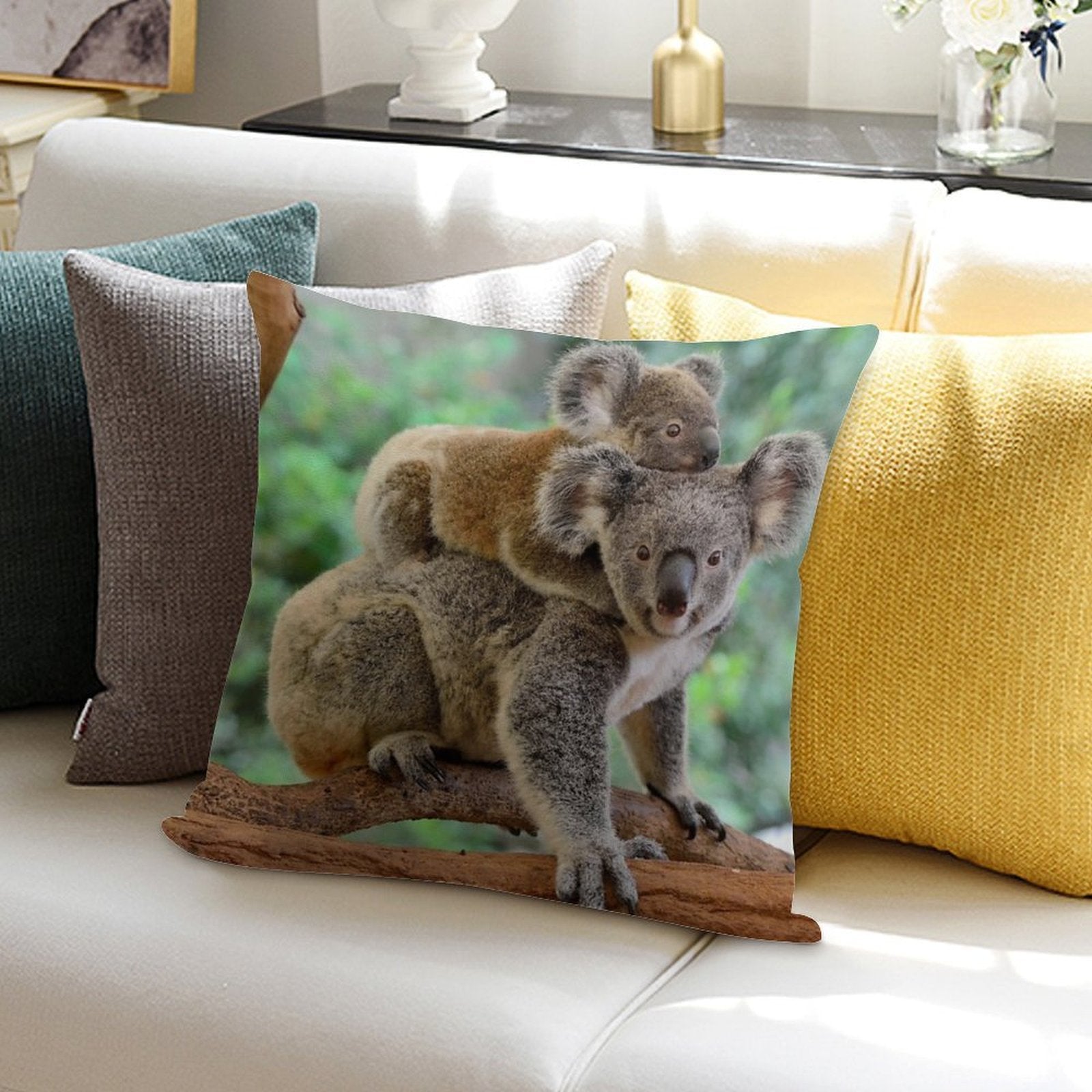 Koala And Joey Soft High-Density Material Throw Pillow