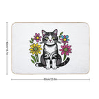 Cat with Wild Flowers  Versatile Bath Mat