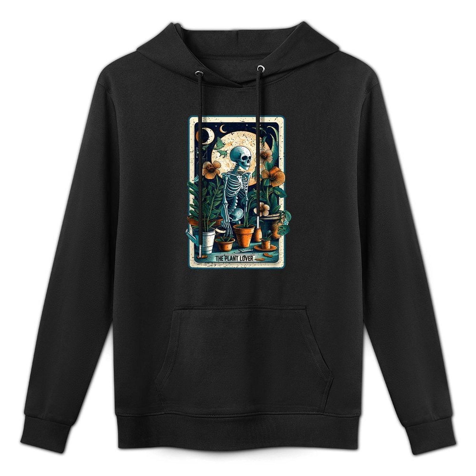 Plant Lover Gardener Tarot Card Halloween Skeleton Moon All-Day Comfort Hoodie