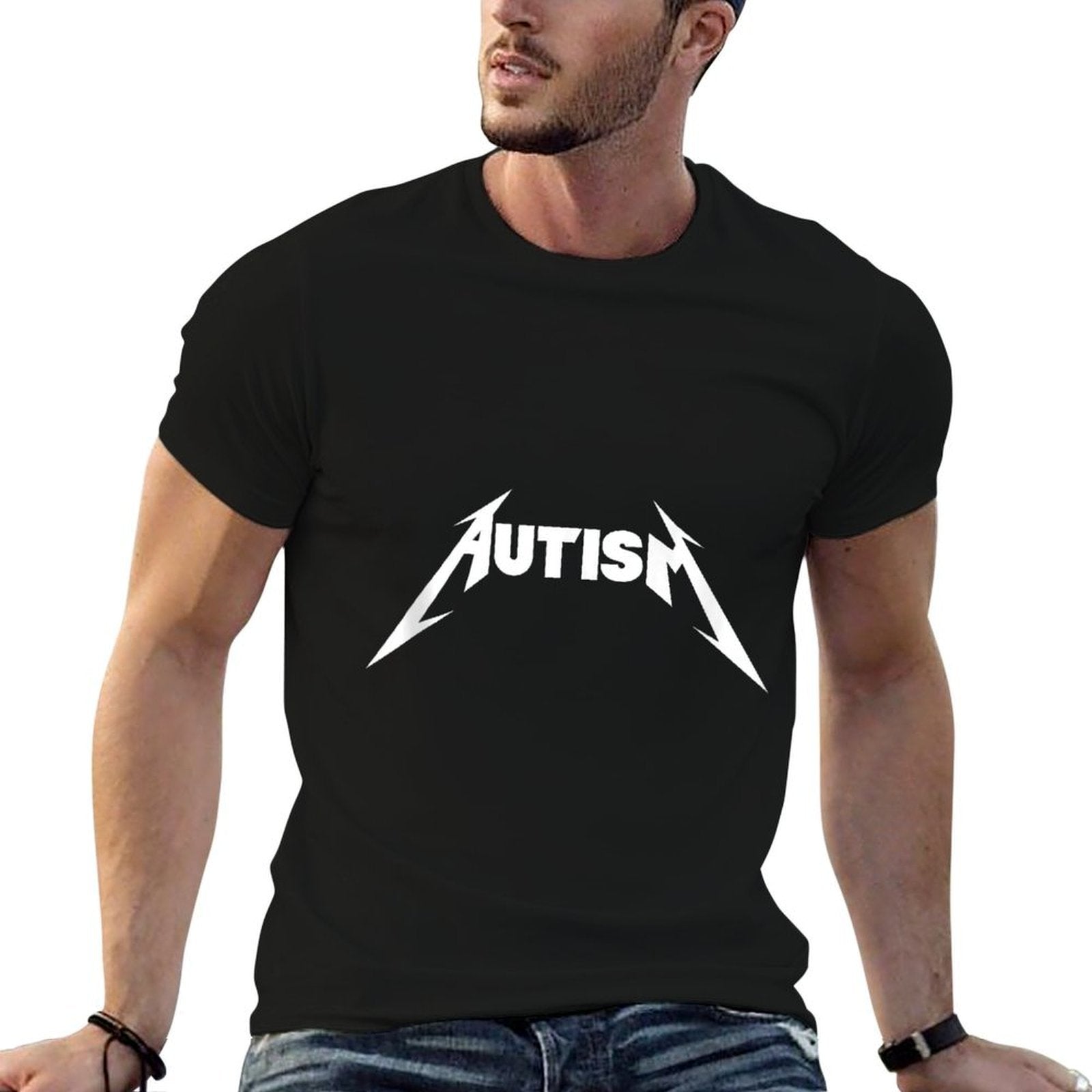 Funny Design Autism Skeleton Meme Metal Rock For Men Women  Fade-proof Color T-Shirt