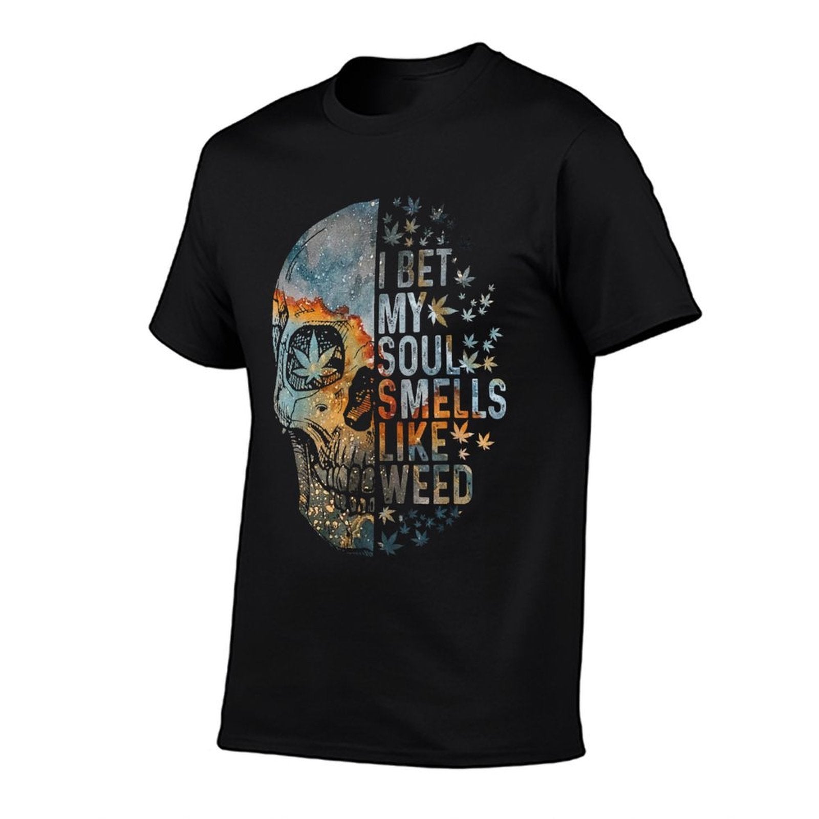 I Bet My Soul Smells Like Weed Skull Cannabis Funny  Oversized Silhouette T-Shirt