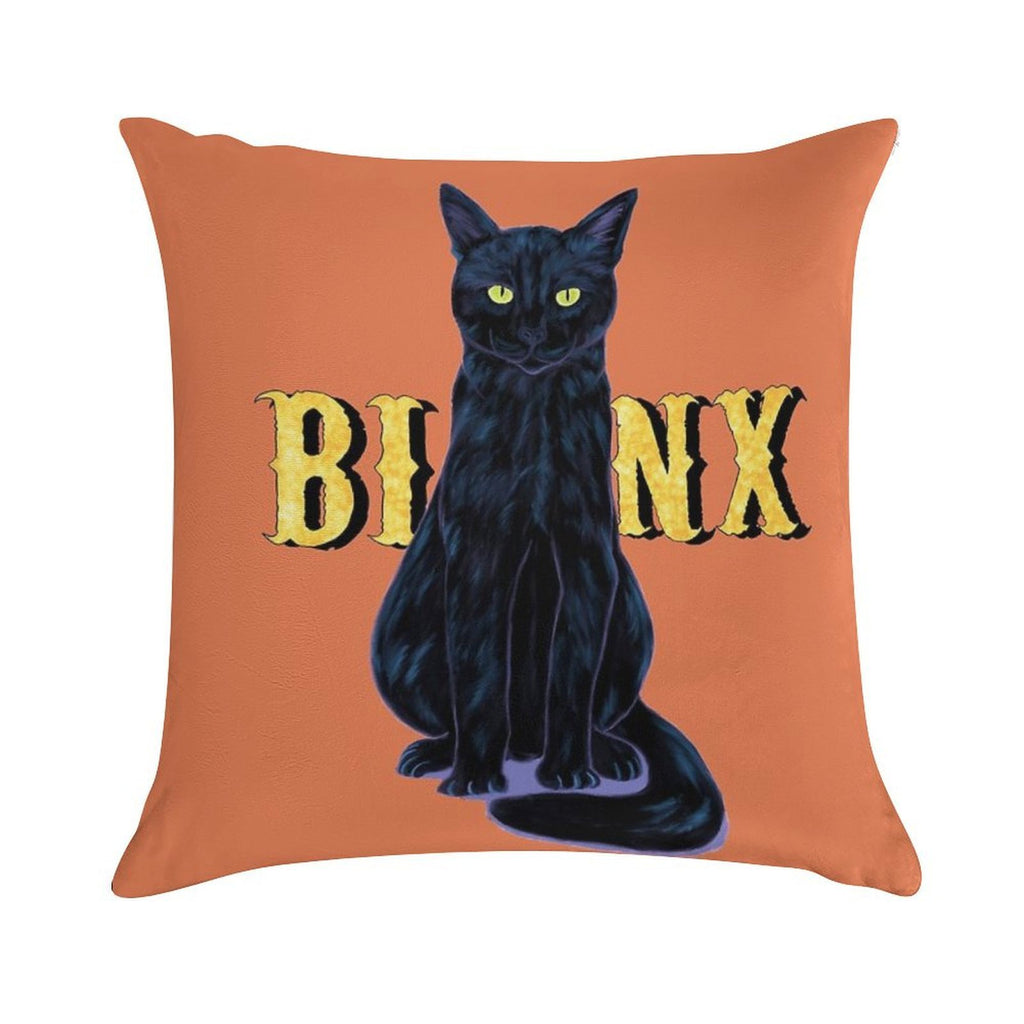 Black Cat Binx Halloween Soft Reinforced Edging Throw Pillow