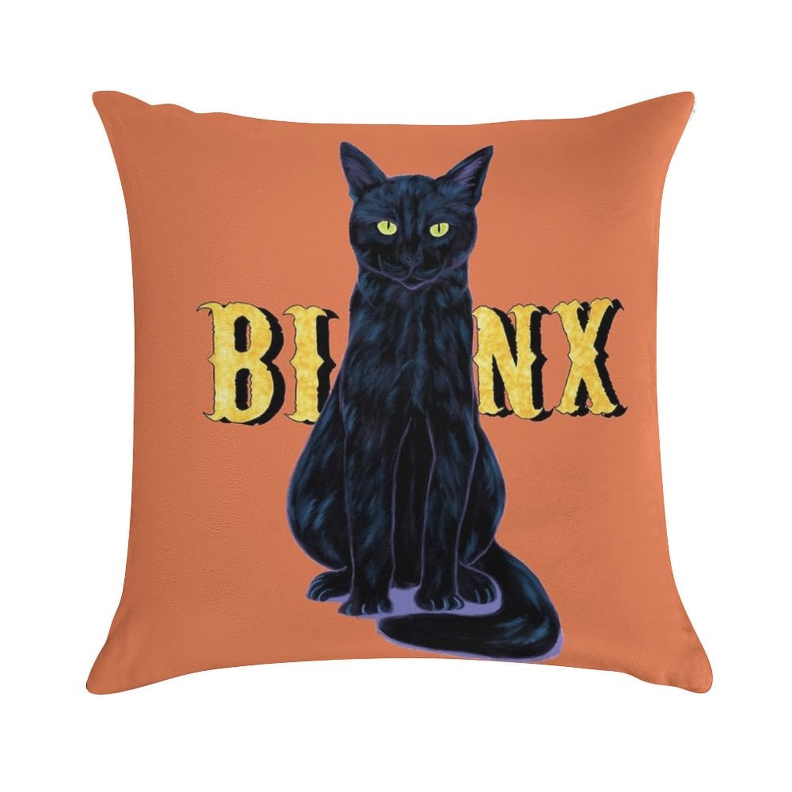 Black Cat Binx Halloween Soft Reinforced Edging Throw Pillow