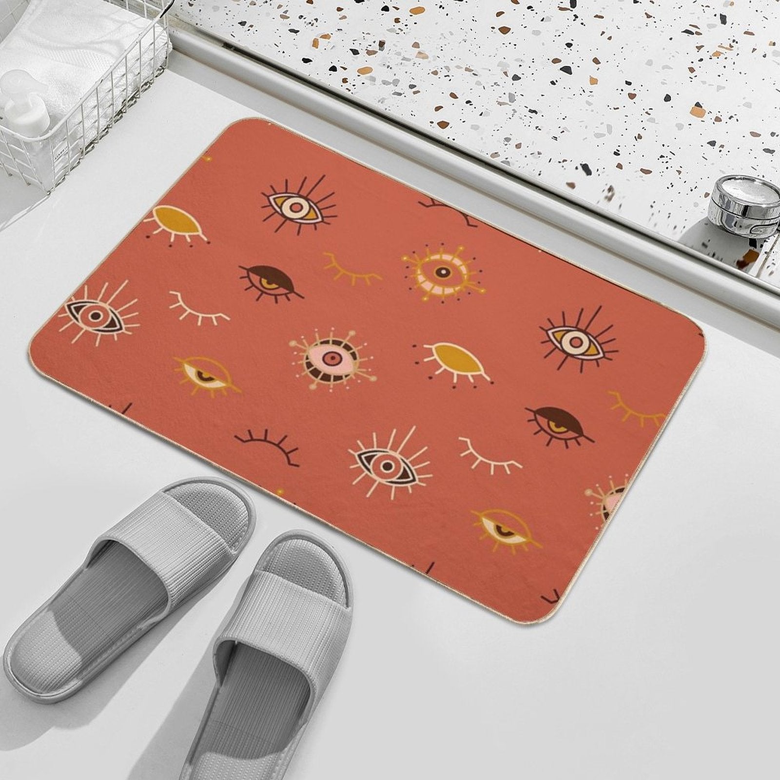 Terracotta Evil Eyes  Dirt-Trapping Bath Mat