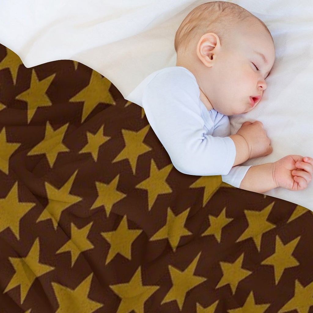 Bold Doodle Stars  Brown Machine-washable Throw Blanket