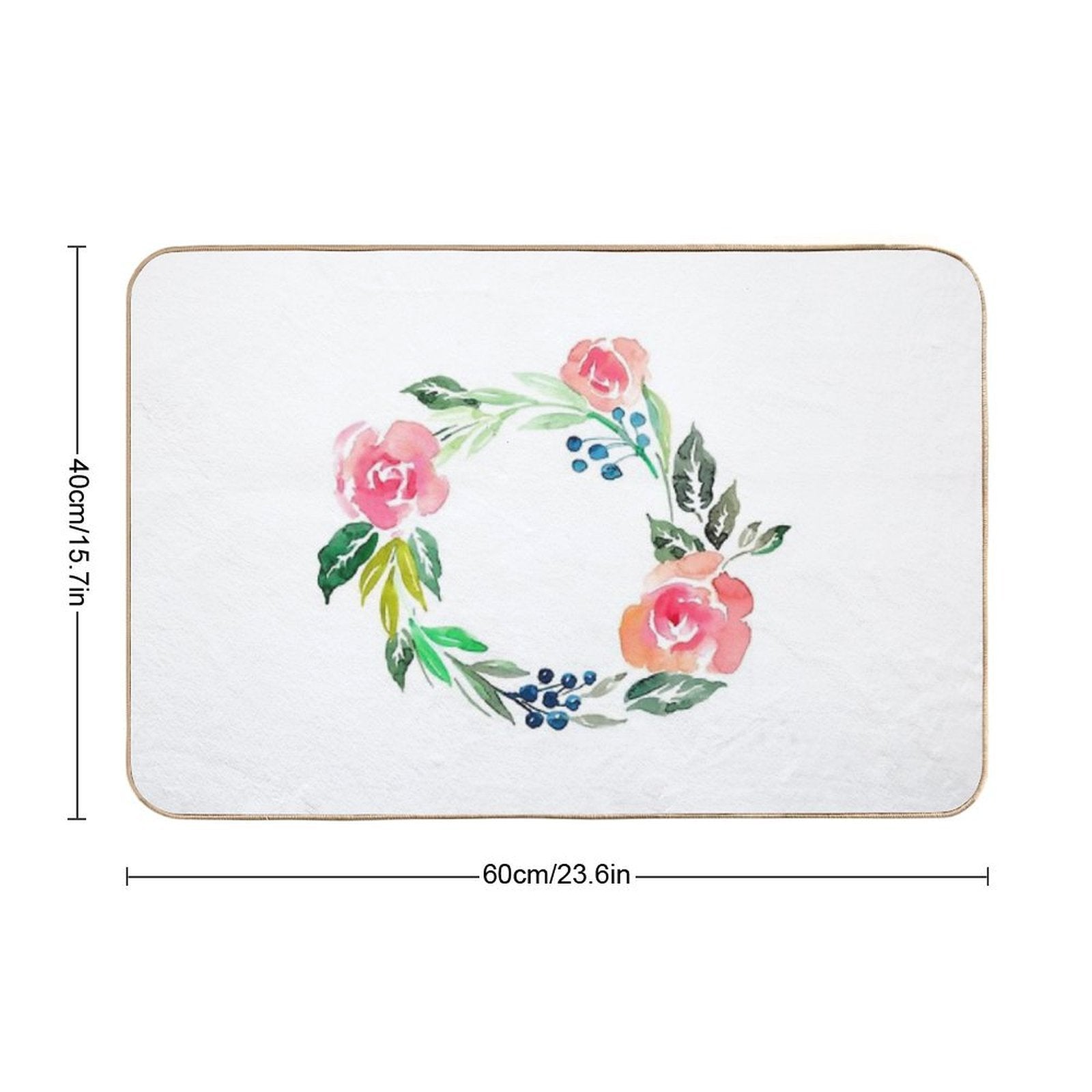 Watercolor Wreath  Slip-Resistant Bath Mat