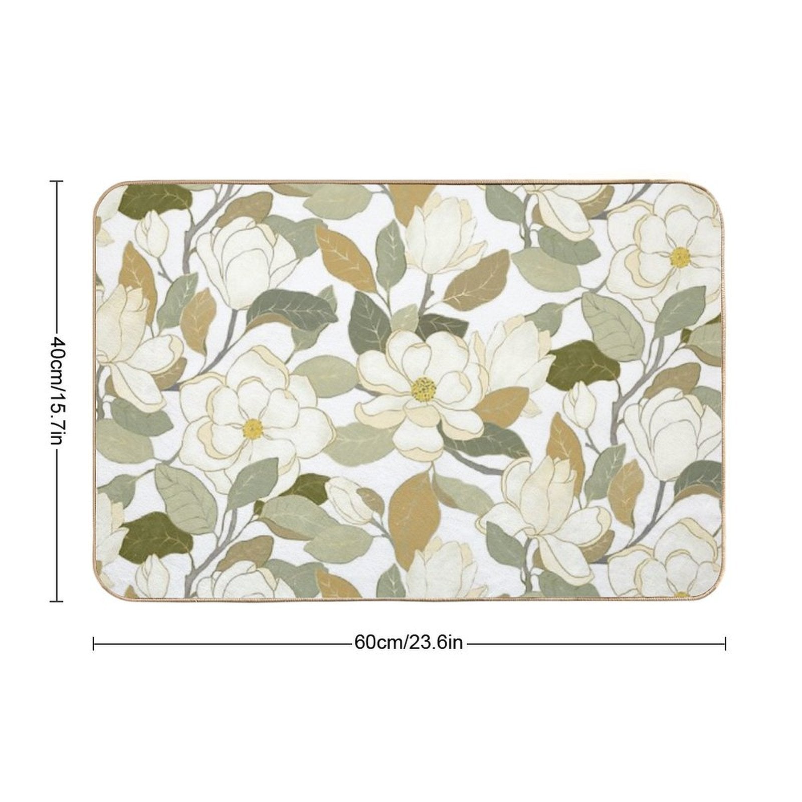 White Magnolia Flowers  Eco-Friendly Bath Mat