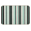 Vertical Retro Stripes in Mint Green, Black, And Cream  Easy To Clean Bath Mat