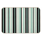 Vertical Retro Stripes in Mint Green, Black, And Cream  Easy To Clean Bath Mat