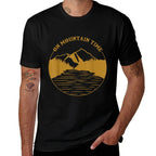 On Mountain Time - Funny Hiking  Camping Gift  Ribbed Collar T-Shirt