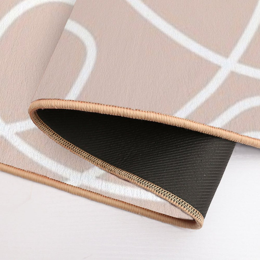 Doodle Line Art Pattern  White on Soft Terracotta  Eco-Friendly Bath Mat