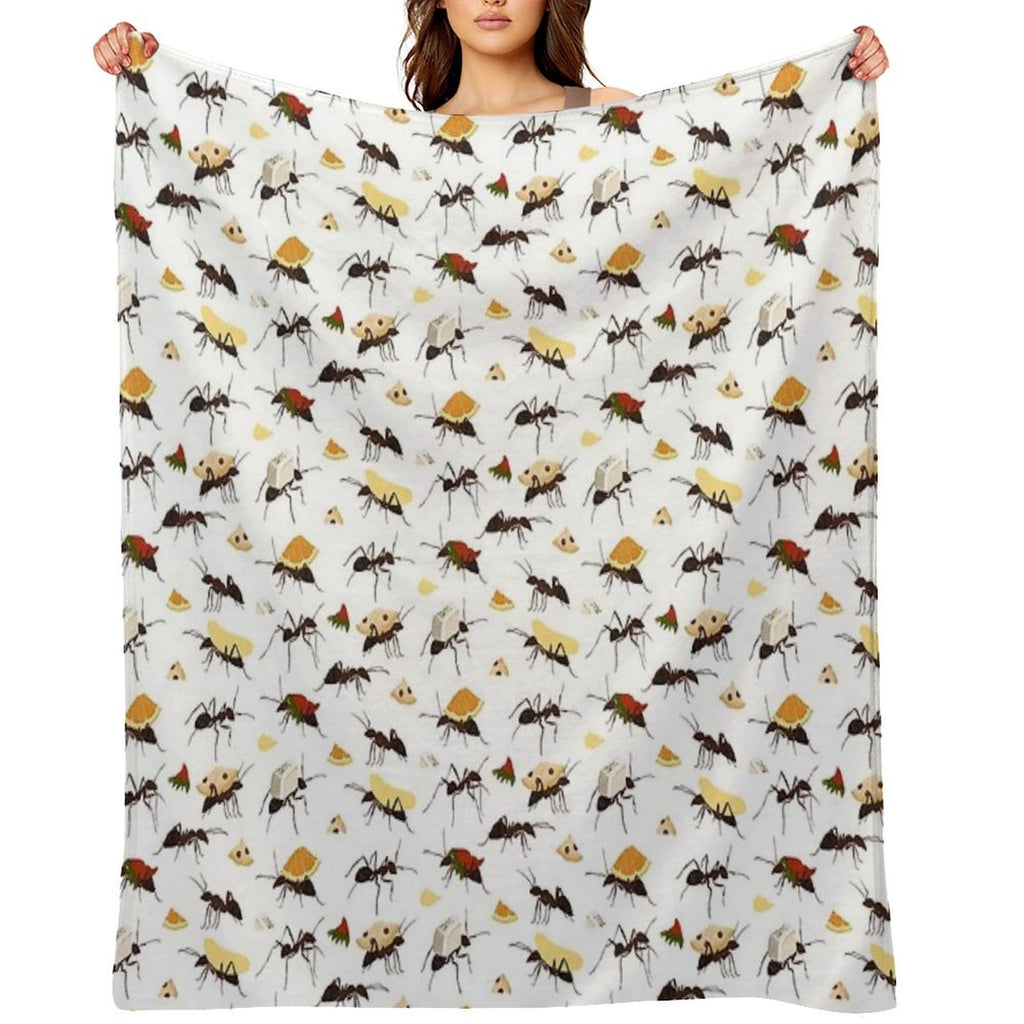 Ants Carrying Snacks Plush Throw Blanket