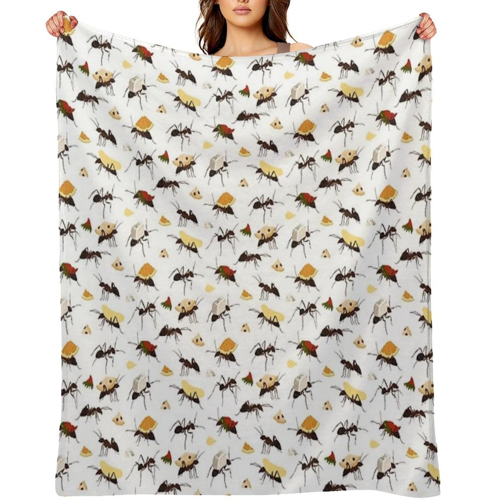 Ants Carrying Snacks Plush Throw Blanket