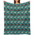 Horse Pattern in Aquamarine Blue Multi-functional Throw Blanket