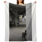 The Waiting Corner – Liminal Bench Scene at Night Machine-washable Throw Blanket