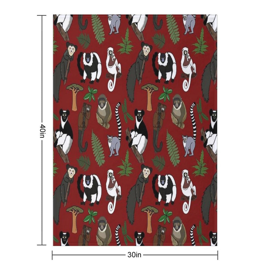 Lemur Pattern Anti-pilling Throw Blanket