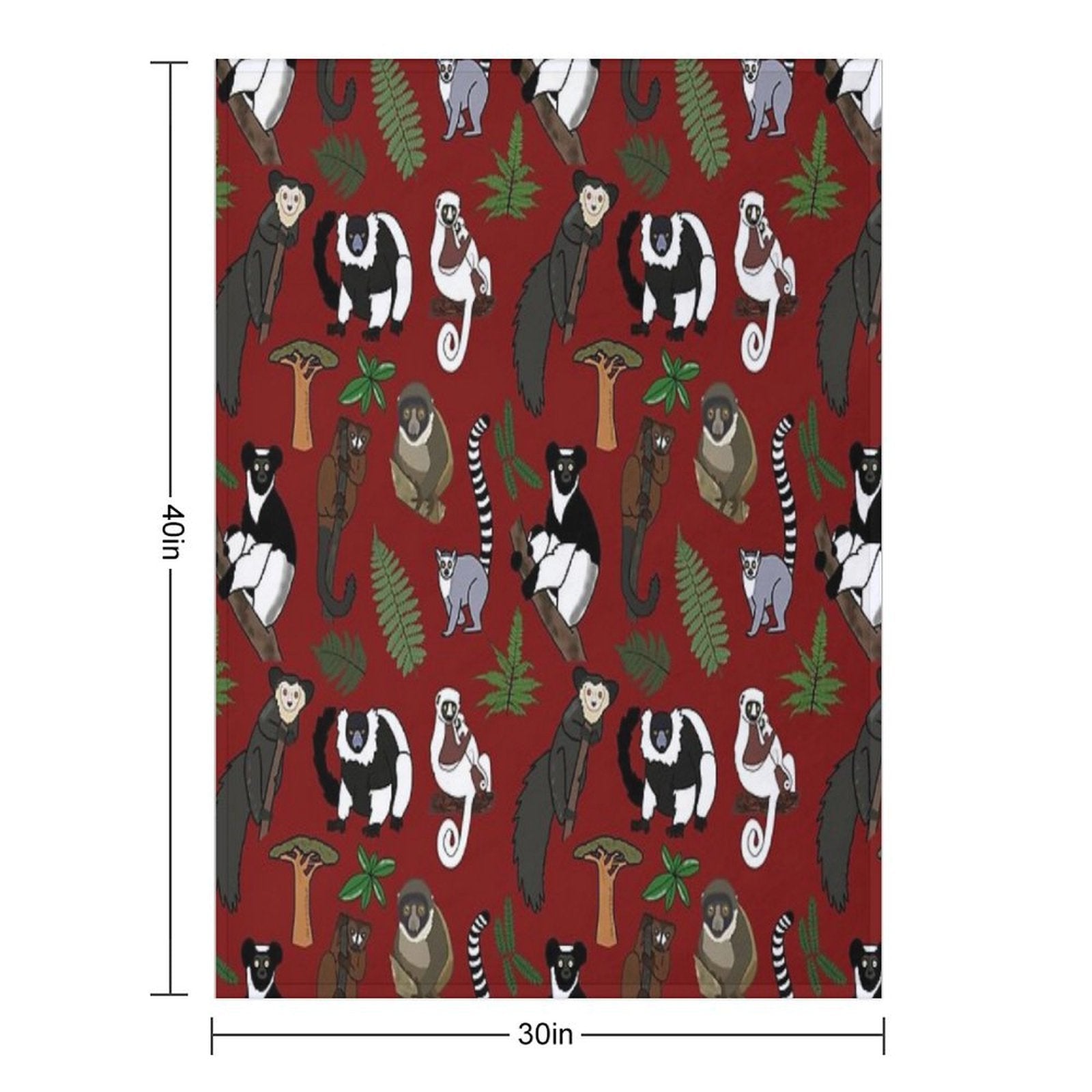 Lemur Pattern Anti-pilling Throw Blanket