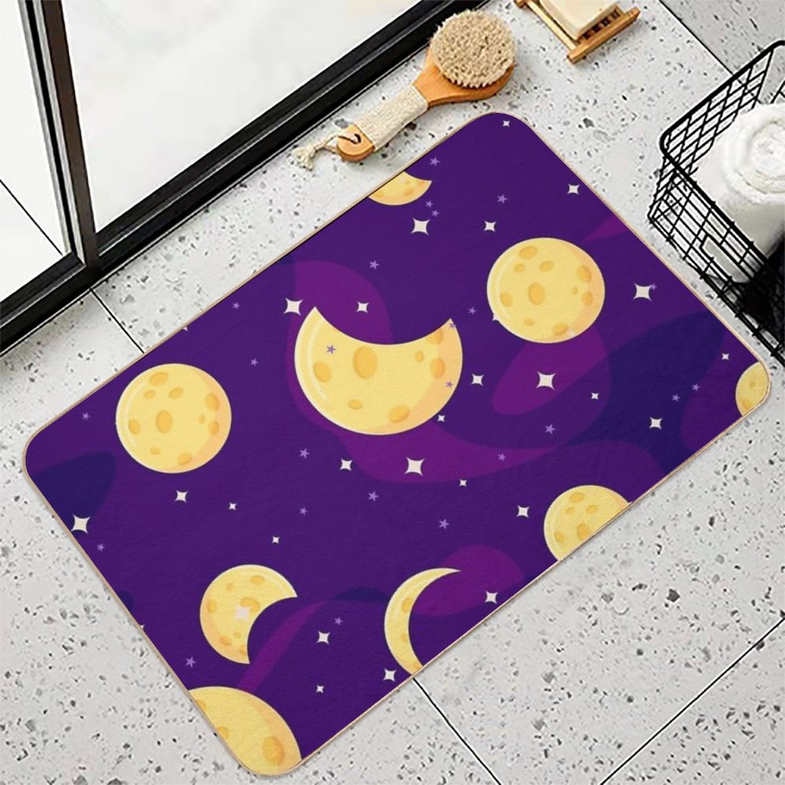 Moon Print with Stars  Dirt-Trapping Bath Mat