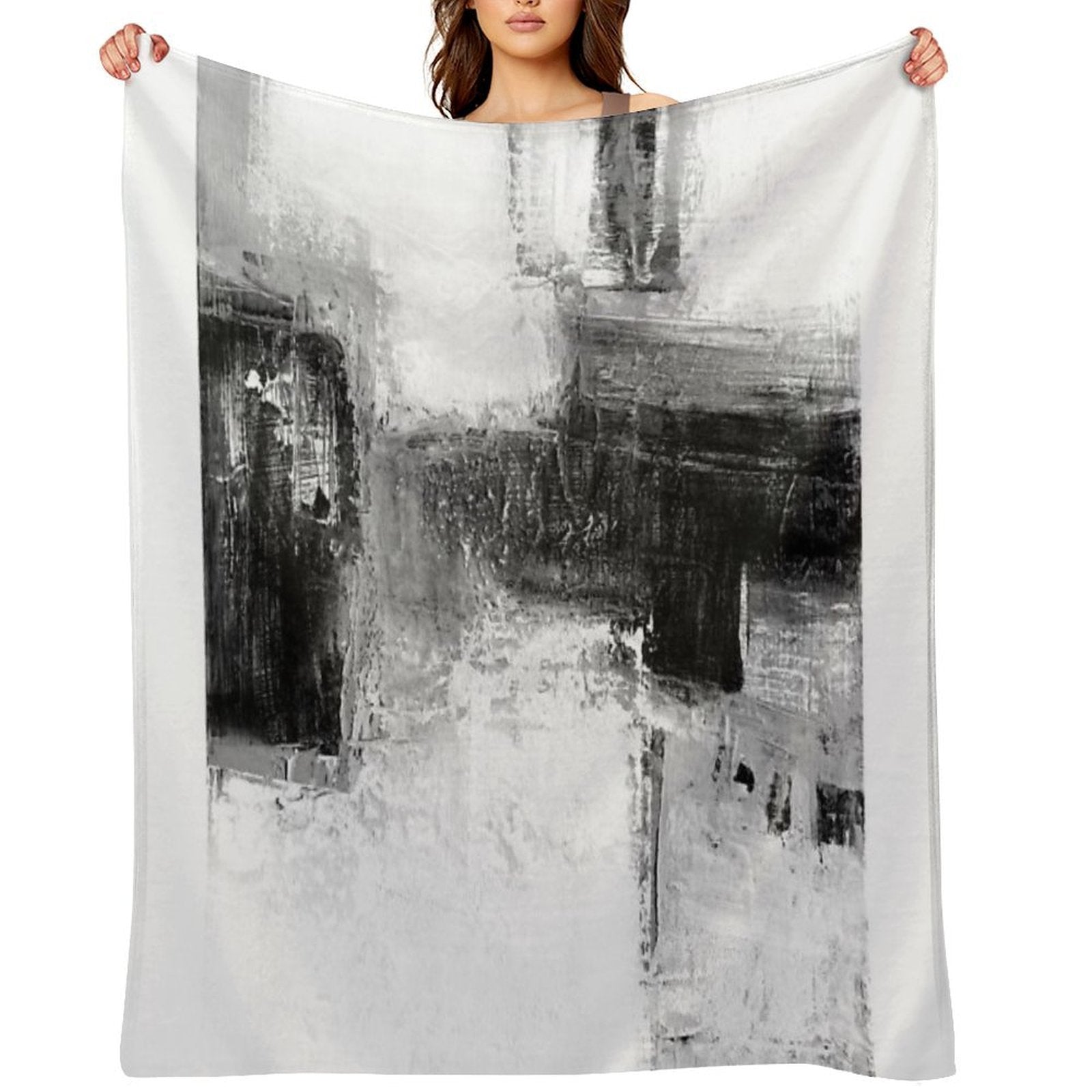 Black White Abstract Sustainable Throw Blanket