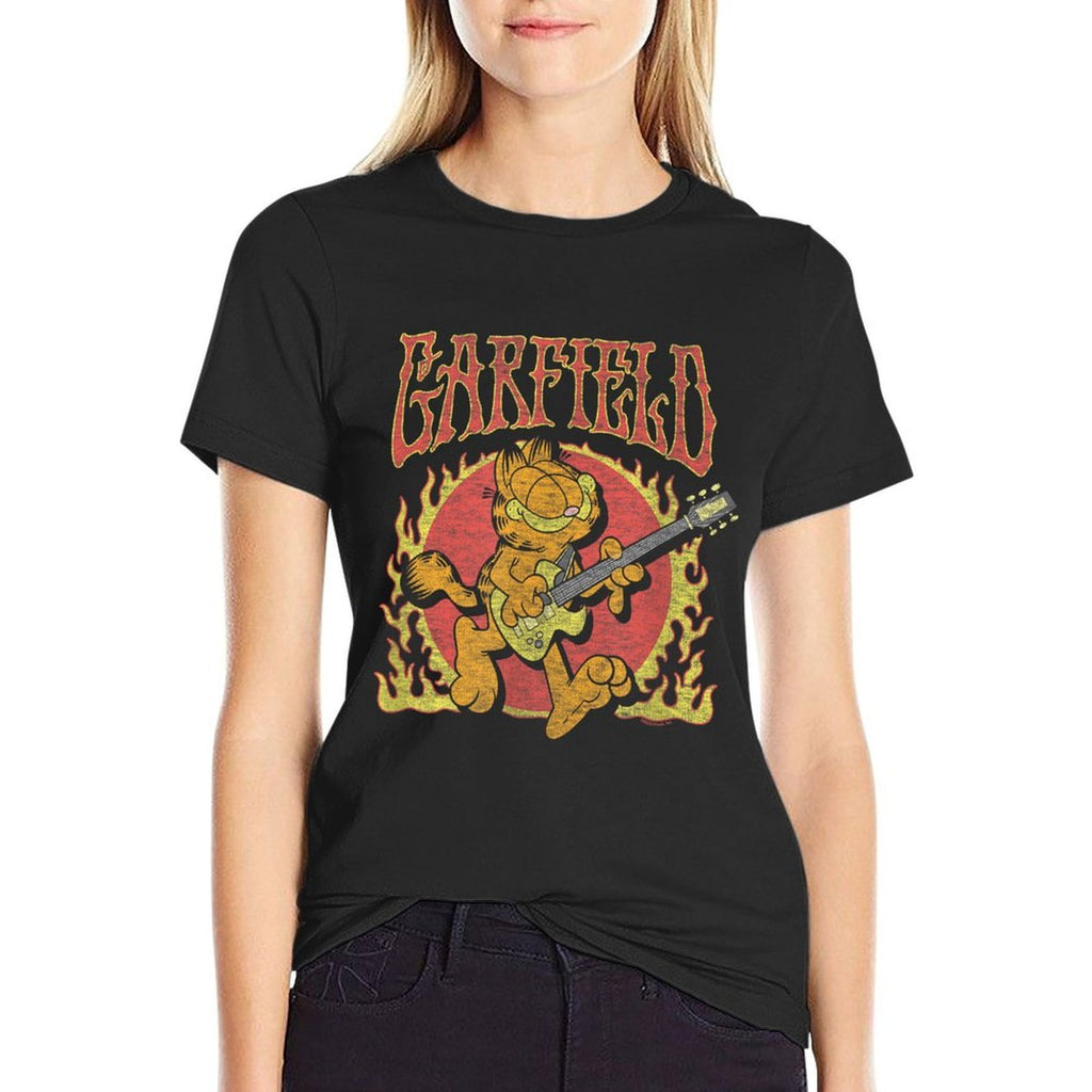 Garfield - Rock N Roll Music Flames with Guitar  Classic T-Shirt