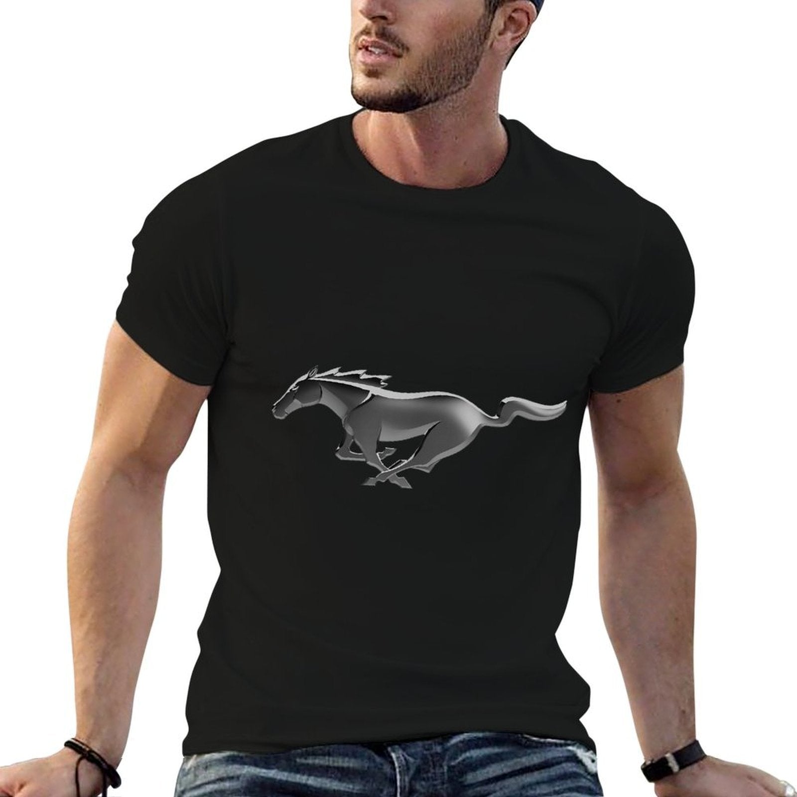Ford Mustang Modern Pony Logo  Lightweight T-Shirt