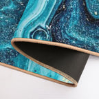 Blue & Gold Ocean Tides Abstract Art  Easy To Clean Bath Mat