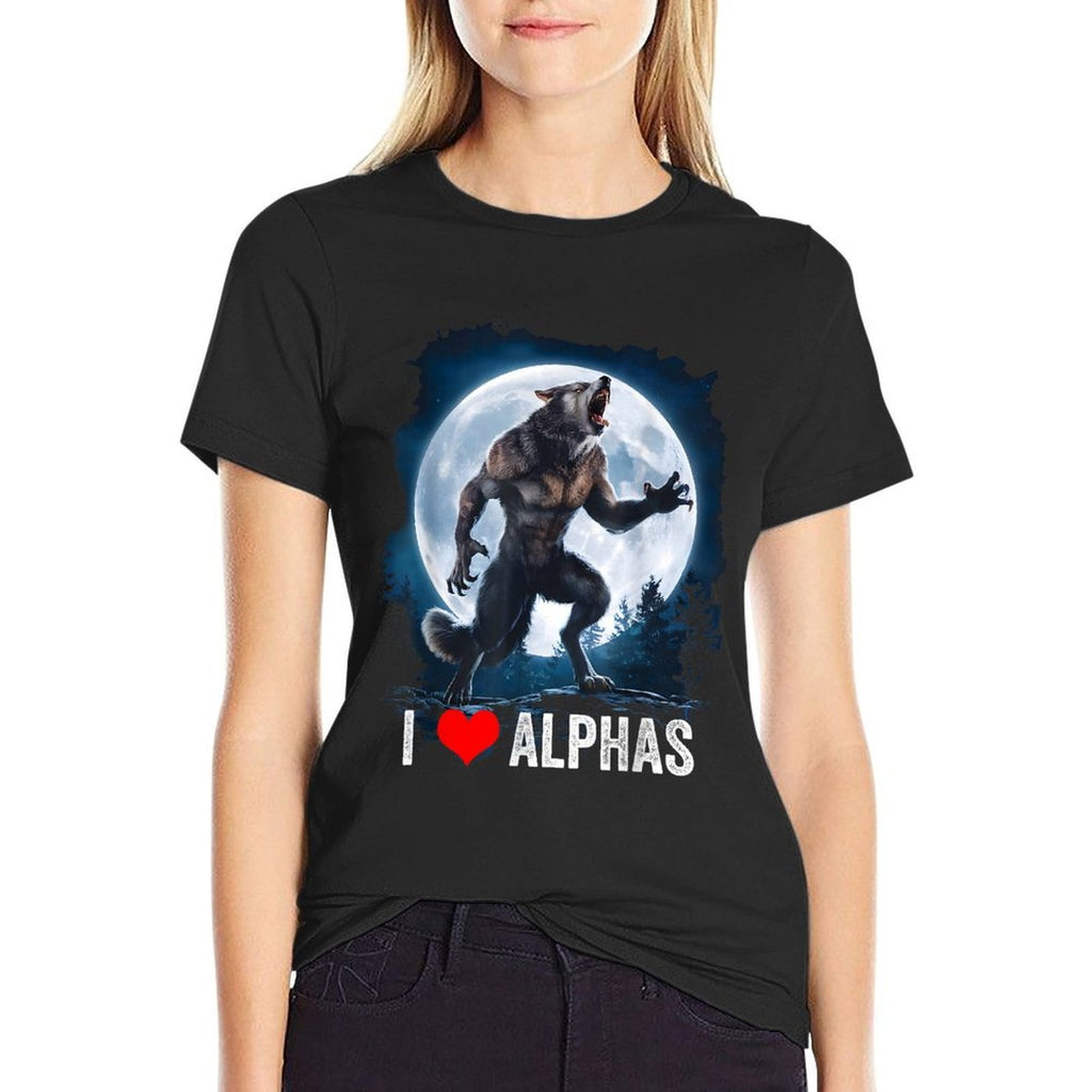 Funny Cringe Werewolf Wolf Meme I Heart Alphas I Love Alphas  Moisture-wicking T-Shirt