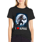 Funny Cringe Werewolf Wolf Meme I Heart Alphas I Love Alphas  Moisture-wicking T-Shirt