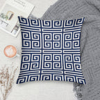 Greek Key - Blue And White Soft Skin-Friendly Throw Pillow