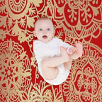 Red And Gold Mandala Pattern Plush Throw Blanket