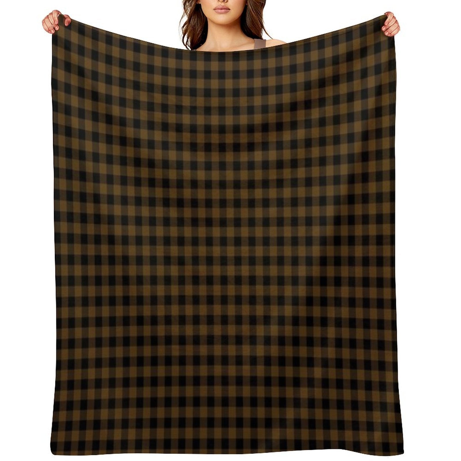 Brown Lumberjack Plaid Print Sustainable Throw Blanket
