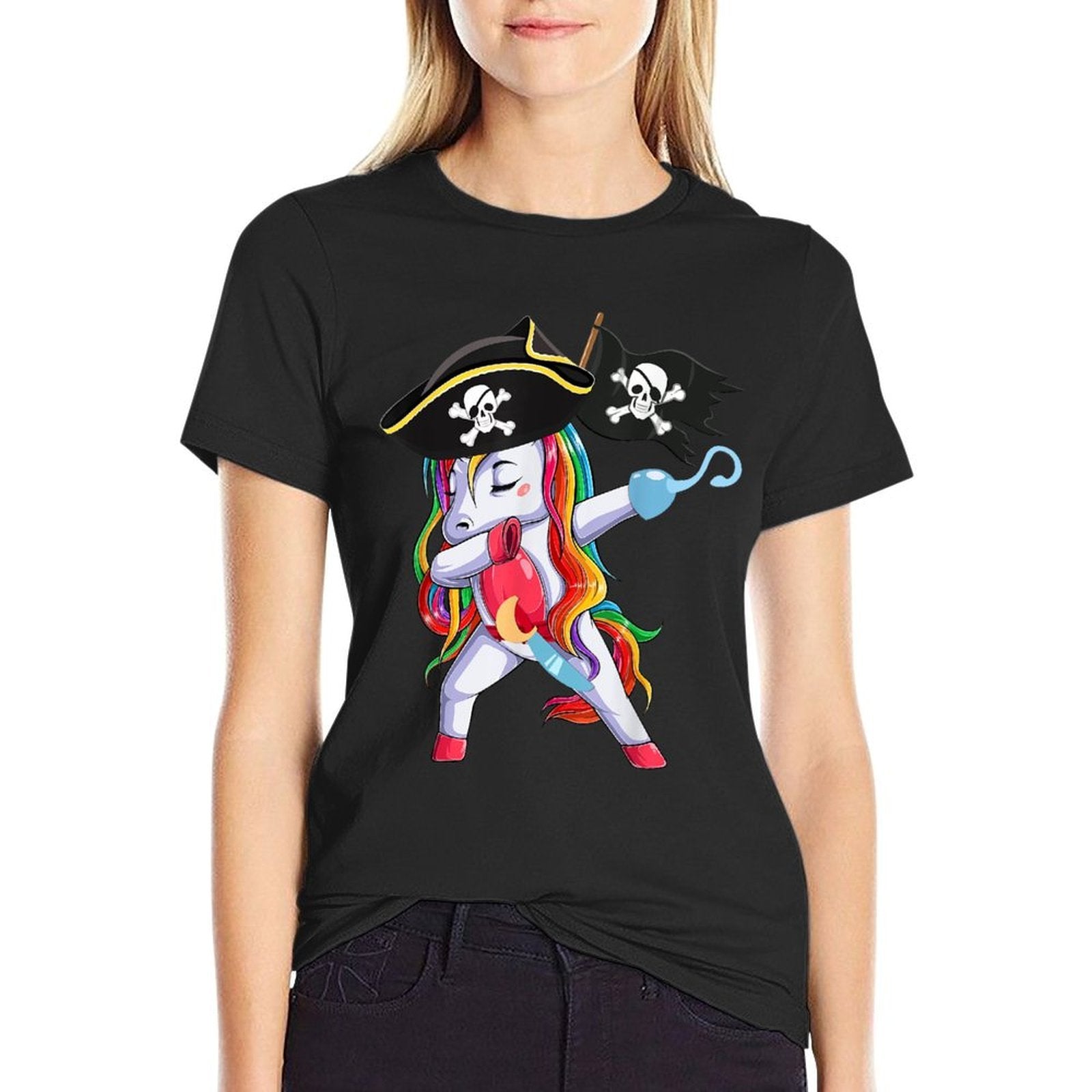 Halloween Dabbing Cute Pirate Unicorn Apparel Kids Girls  Cotton T-Shirt