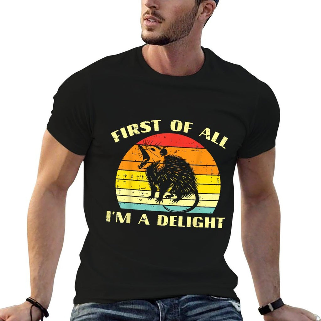 Opossum Im A Delight Retro Feral Possum Meme Women Men Kids  High-quality Stitching T-Shirt