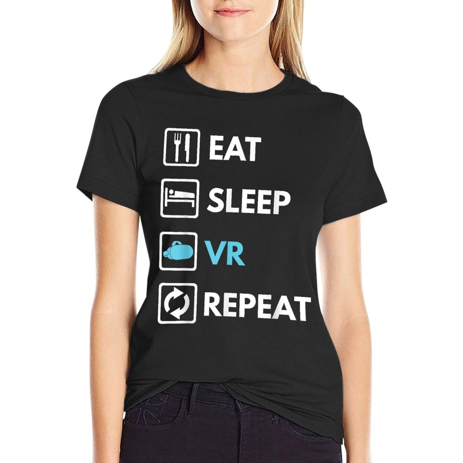 Eat Sleep VR Repeat Funny VR Gamer Boy VR Athlete  Heathered Texture T-Shirt
