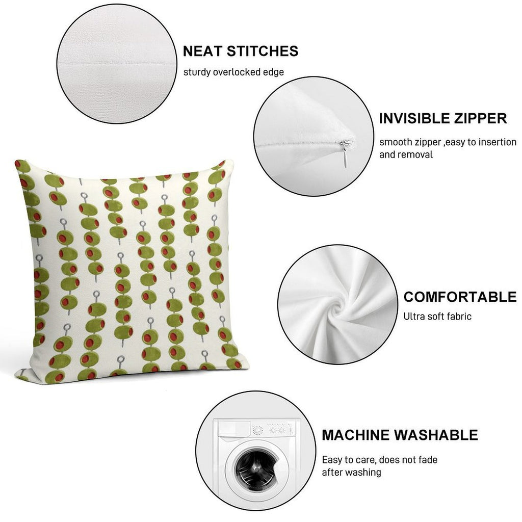 Martini Cocktail Olives  - Olives on A Stick Soft Shrink-Resistant Throw Pillow
