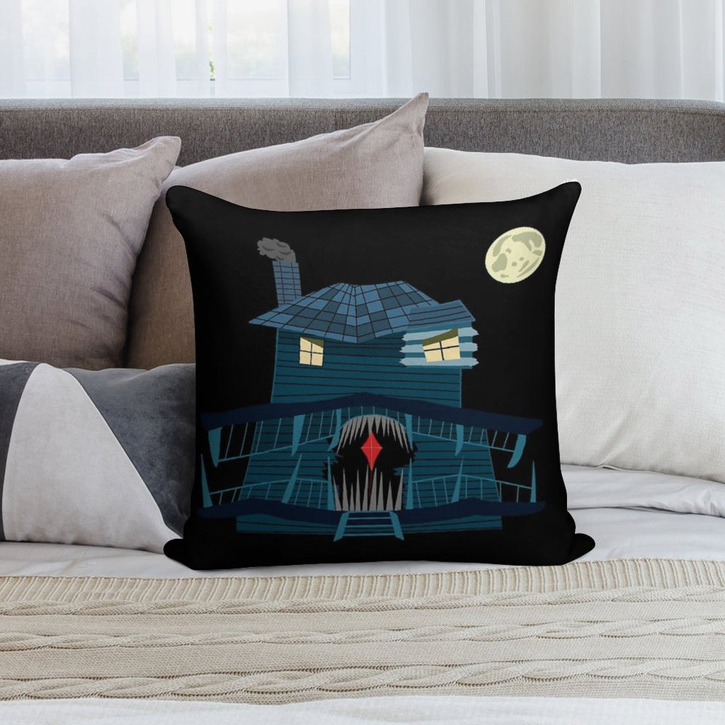 Monster House at Night Soft Easy Maintenance Throw Pillow