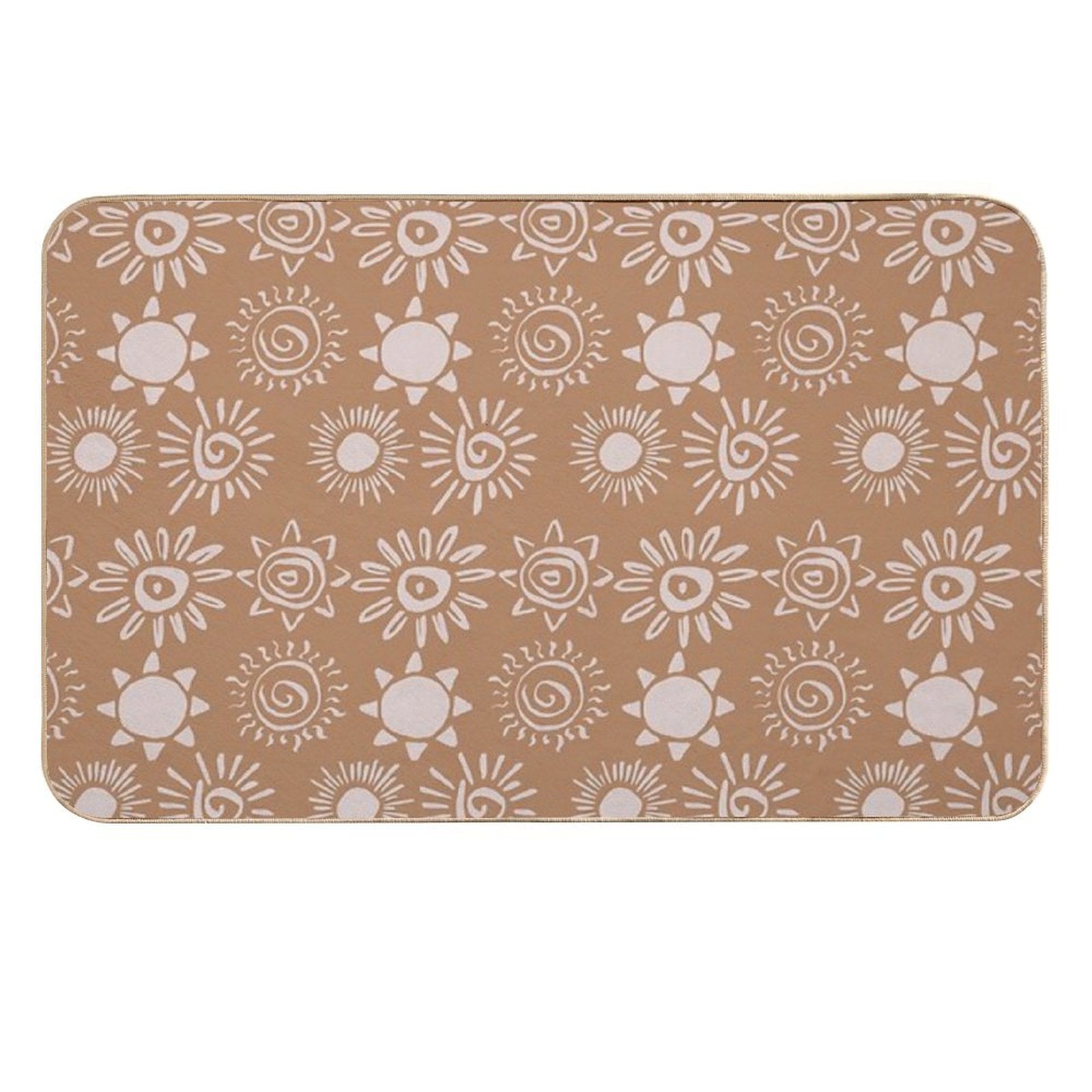 Magical Sun Bohemian Dreamy Aesthetic In Muted Colors Caramel Durable Bath Mat