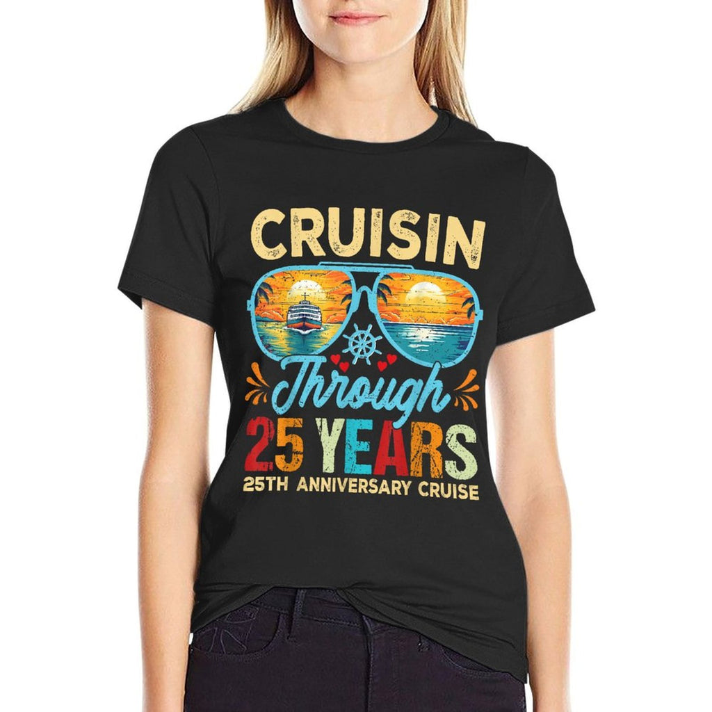 Cruisin Through 25 Years 25th Wedding Anniversary Cruise  Lightweight T-Shirt