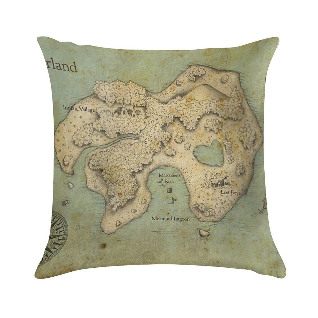 Peter Pan Neverland Map Soft Warmth Comfort Throw Pillow