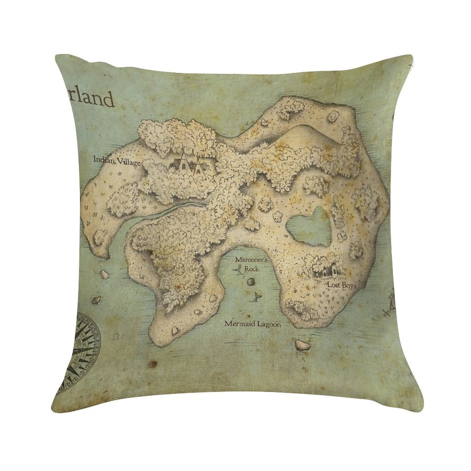 Peter Pan Neverland Map Soft Warmth Comfort Throw Pillow